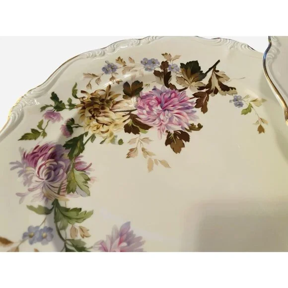 Set 4 Vtg 50s Rosenthal Ivory Daphne DINNER Plates Purple Floral Gold Trim China
